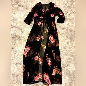 Live for Truth, Long Sleeve black flowered Chiffon Cover up